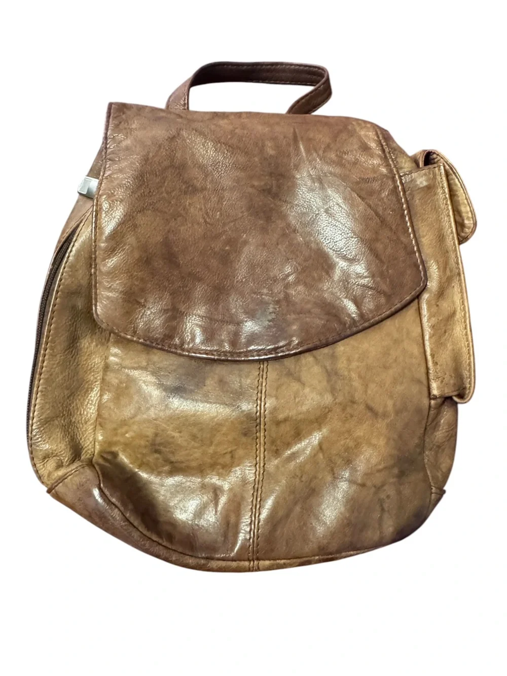 Vintage Genuine Leather Aged Mini Brown Backpack Purse Women's India